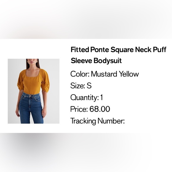 Express Fitted Ponte Square Neck Puff Sleeve Bodysuit in Size Small - Picture 11 of 12